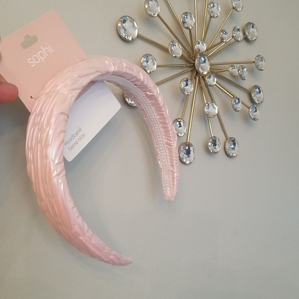 Sophi Pink Irredescent Ruched Puffy Headband NWT Elegant